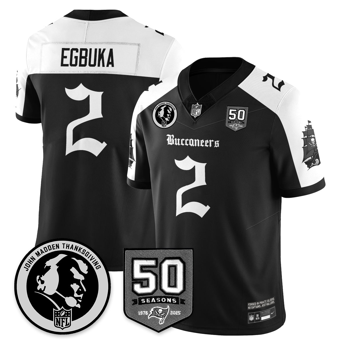 TB Gothic Vapor Limited Jersey - John Madden Patch - Stitched-NQD