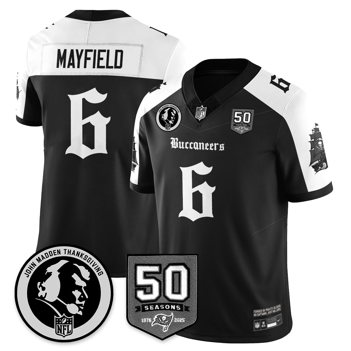 TB Gothic Vapor Limited Jersey - John Madden Patch - Stitched-NQD