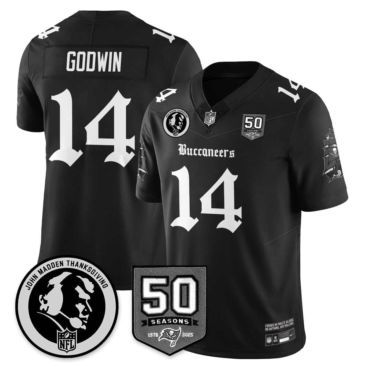 TB Gothic Vapor Limited Jersey - John Madden Patch - Stitched-NQD