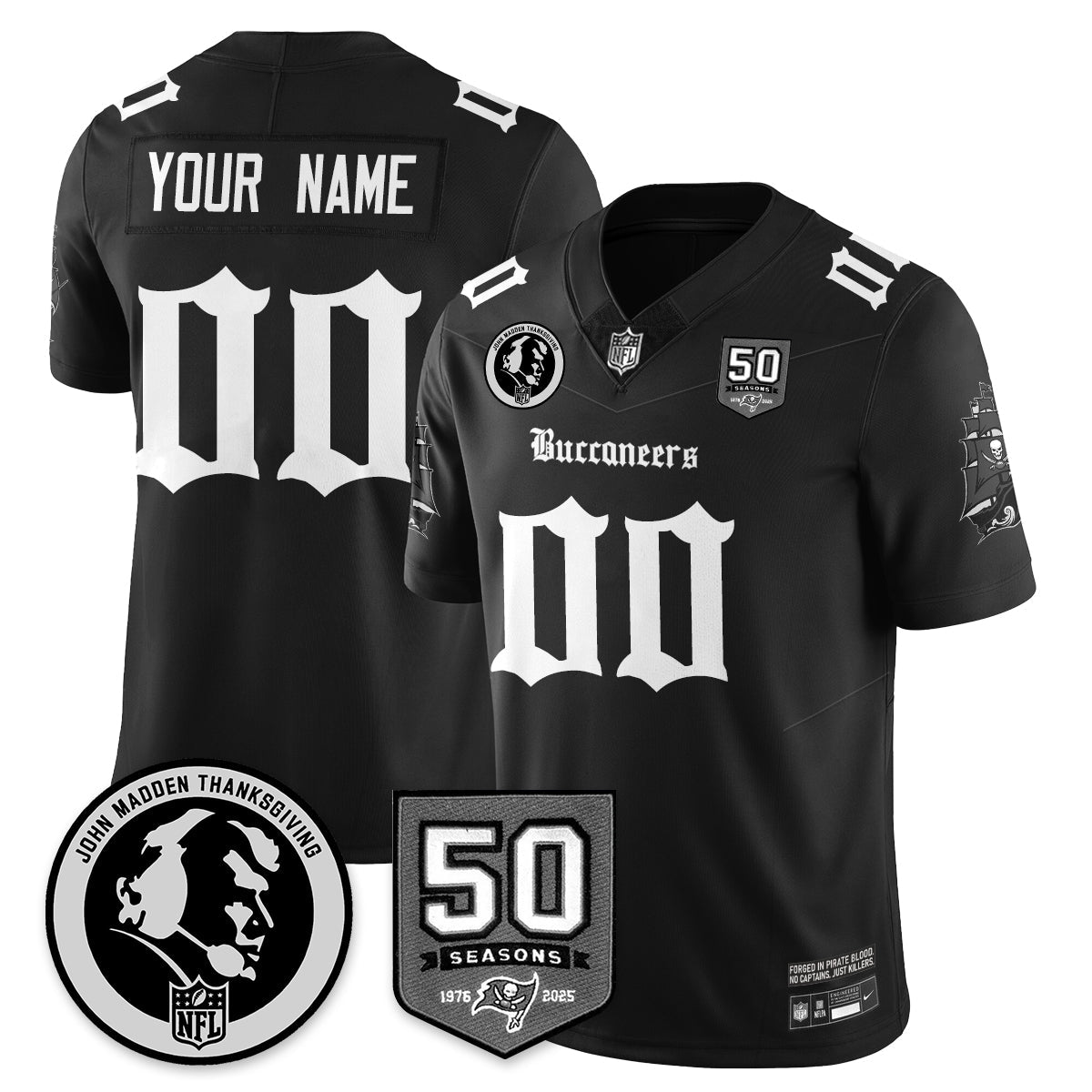TB Gothic Vapor Limited Jersey - John Madden Patch - Stitched-NQD