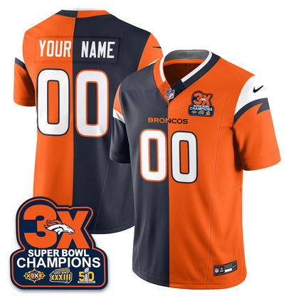 Custom DEN 3-Time Champions Patch Vapor Limited Split Jersey - All Stitched