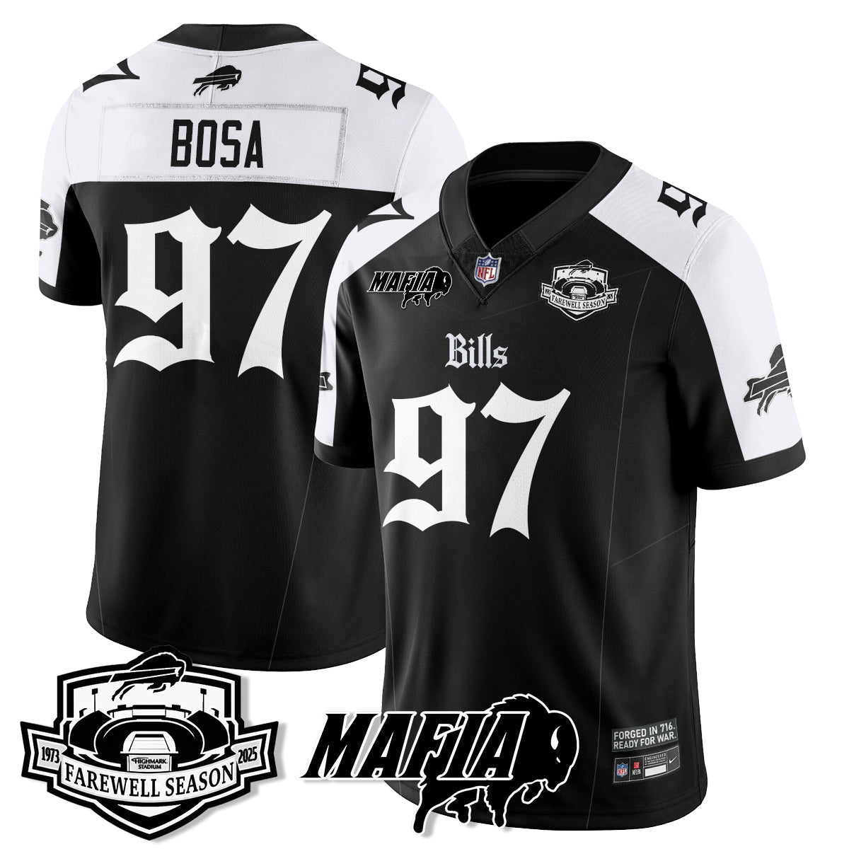 BUF Mafia Gothic Vapor Limited Jersey - Farewell Highmark Patch - Stitched-NQD