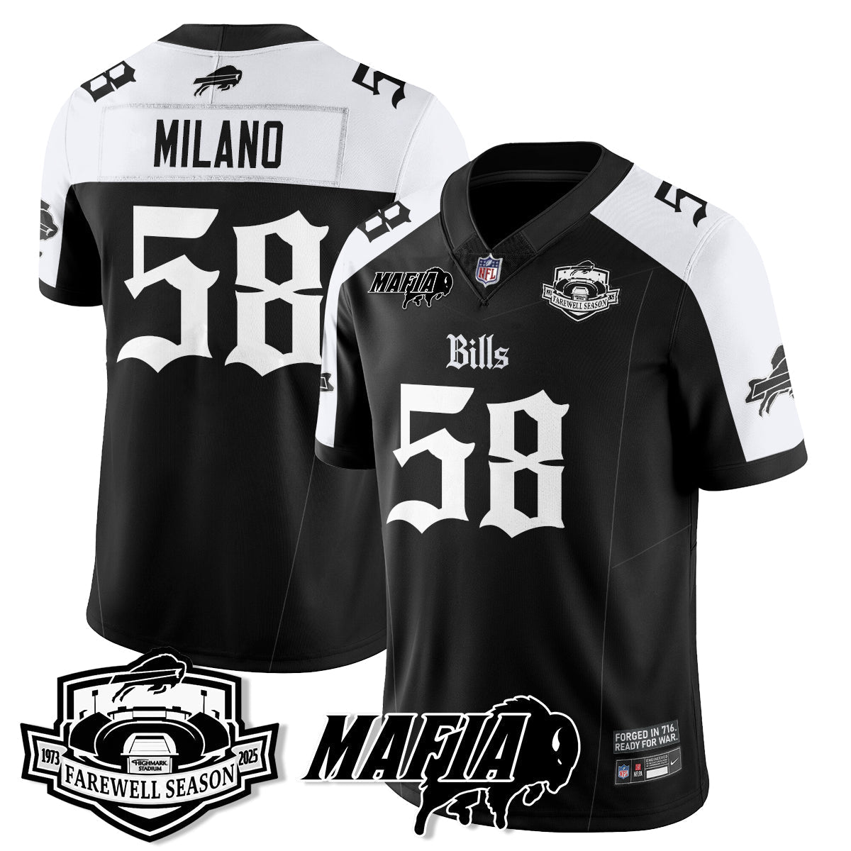 BUF Mafia Gothic Vapor Limited Jersey - Farewell Highmark Patch - Stitched-NQD