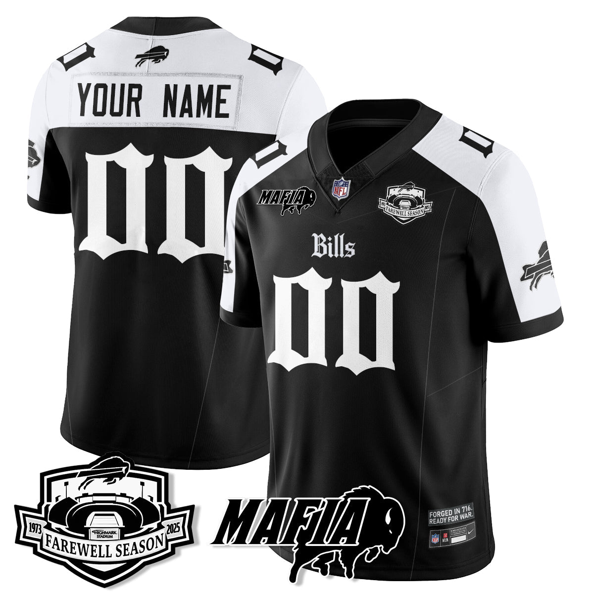 BUF Mafia Gothic Vapor Limited Jersey - Farewell Highmark Patch - Stitched-NQD