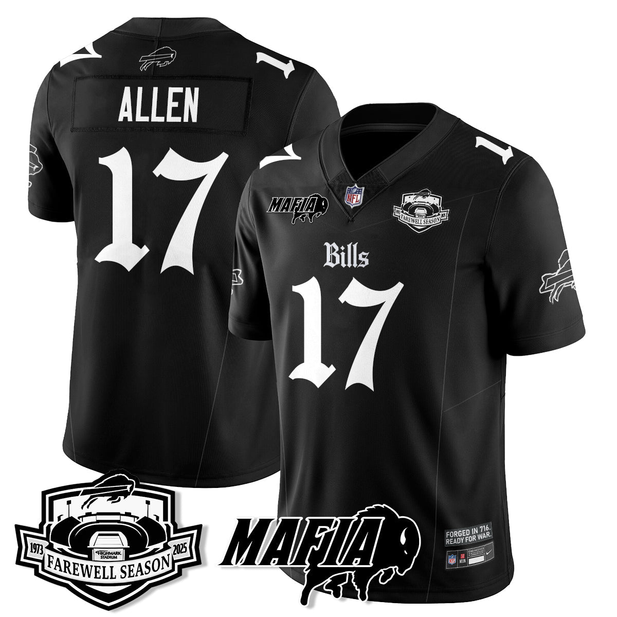 BUF Mafia Gothic Vapor Limited Jersey - Farewell Highmark Patch - Stitched-NQD