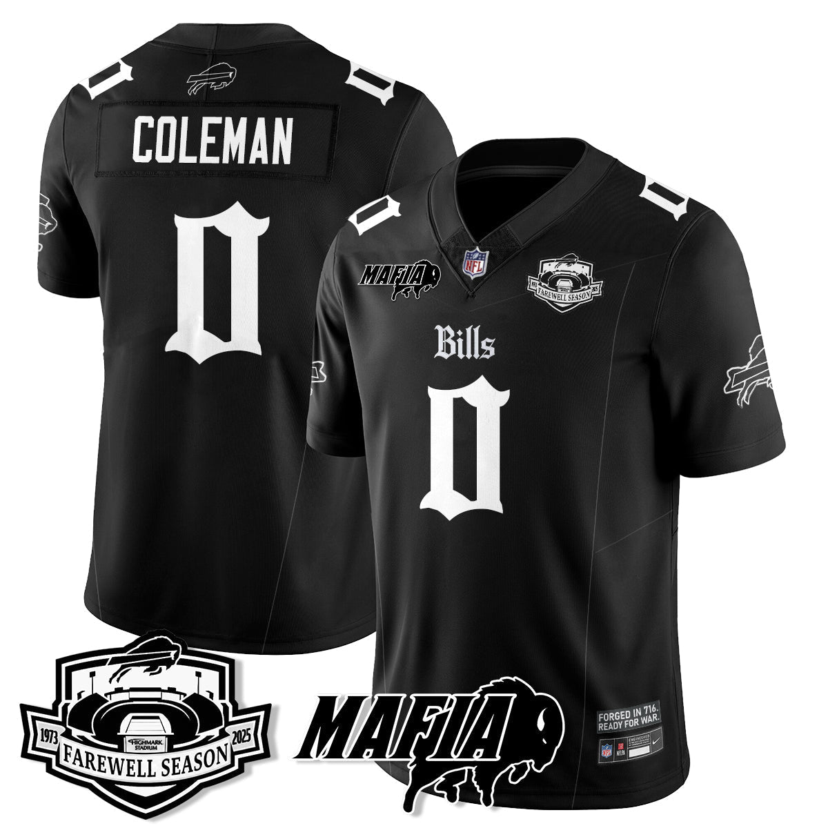 BUF Mafia Gothic Vapor Limited Jersey - Farewell Highmark Patch - Stitched-NQD