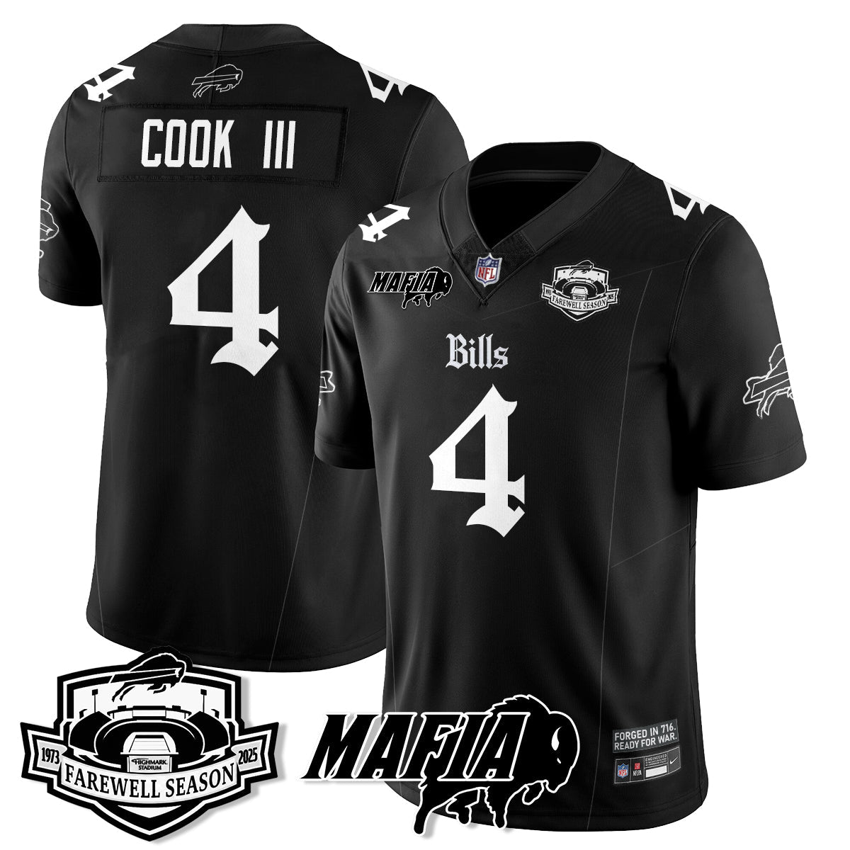 BUF Mafia Gothic Vapor Limited Jersey - Farewell Highmark Patch - Stitched-NQD