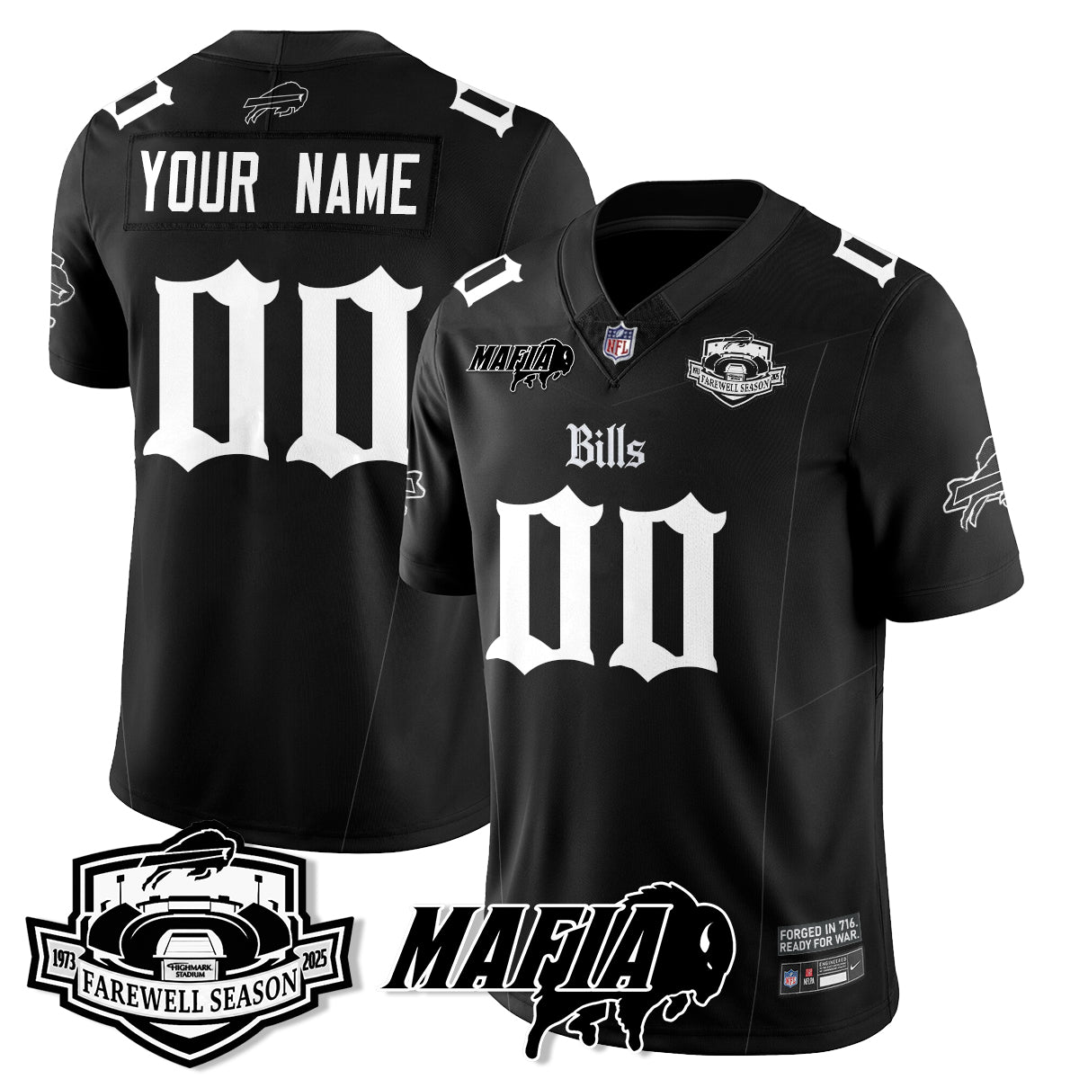 BUF Mafia Gothic Vapor Limited Jersey - Farewell Highmark Patch - Stitched-NQD