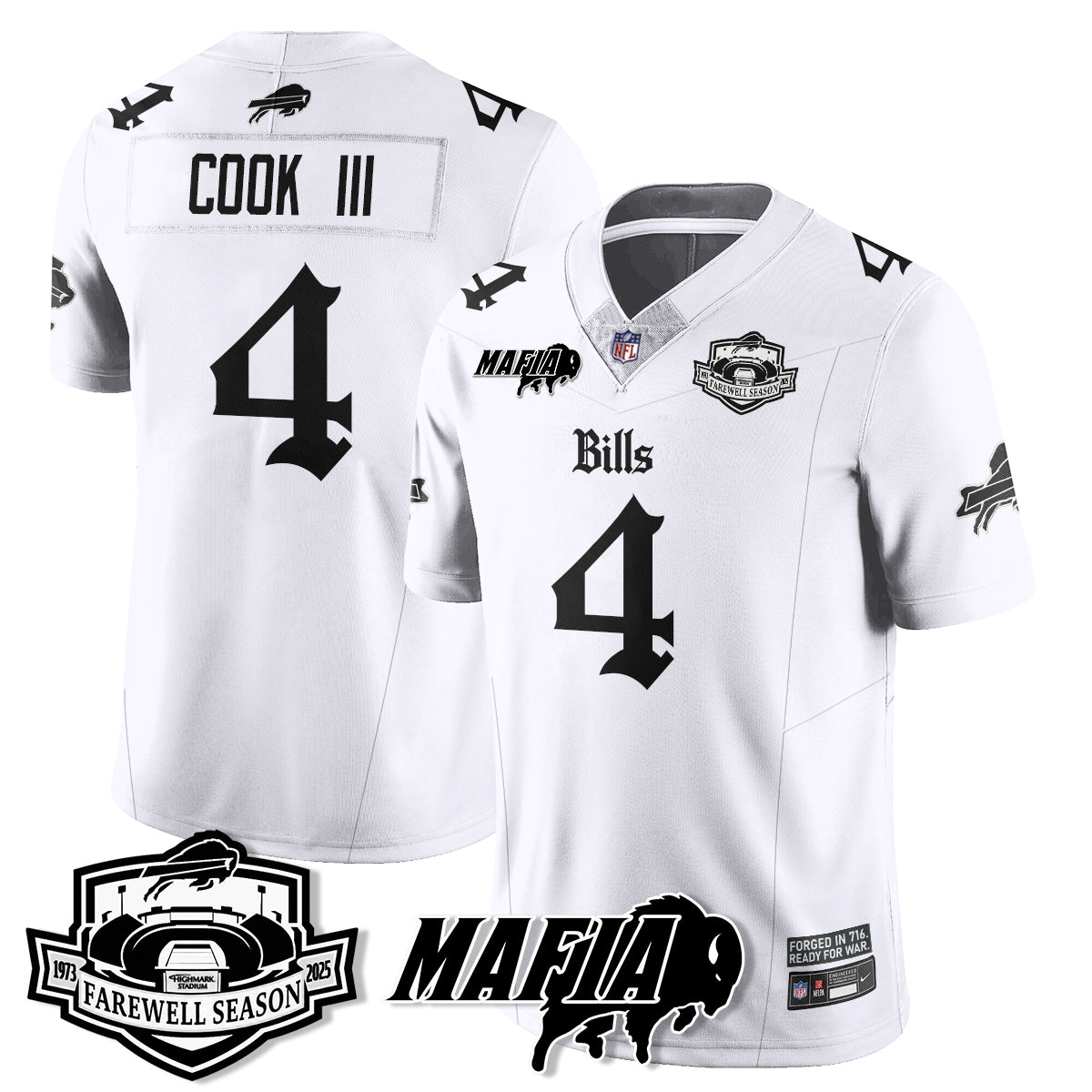 BUF Mafia Gothic Vapor Limited Jersey - Farewell Highmark Patch - Stitched-NQD