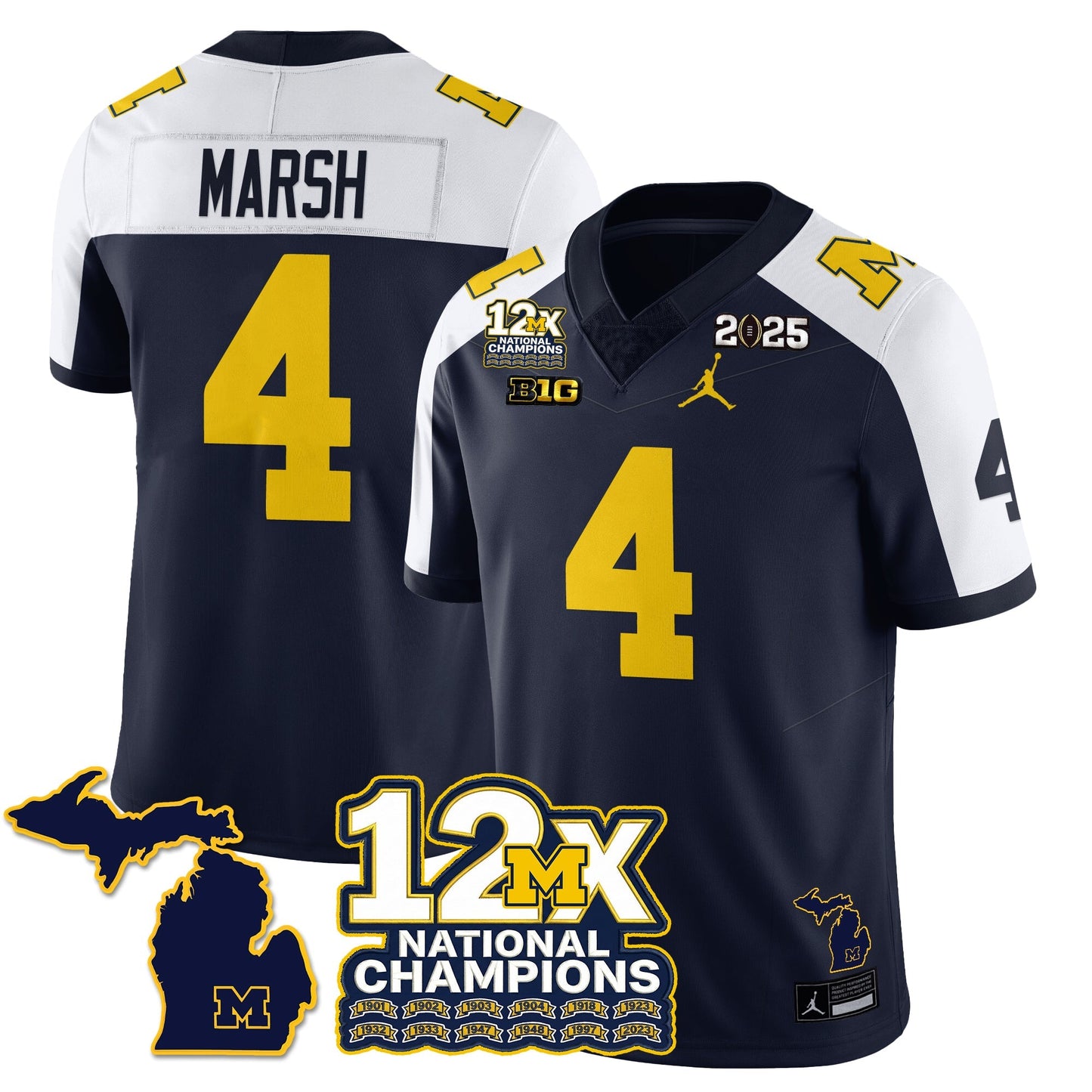 MICH 12x-Time National Champions Vapor Limited Football Jersey - All Stitched
