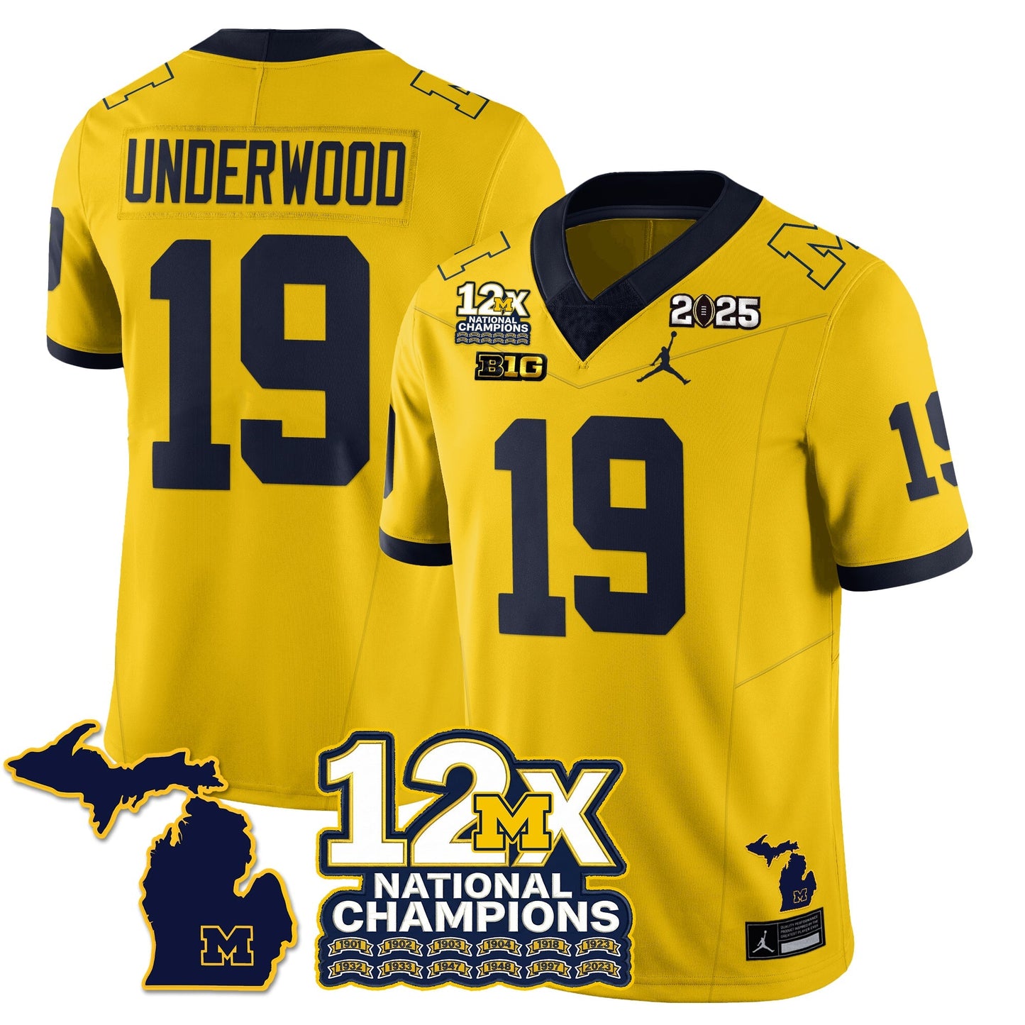 MICH 12x-Time National Champions Vapor Limited Football Jersey - All Stitched