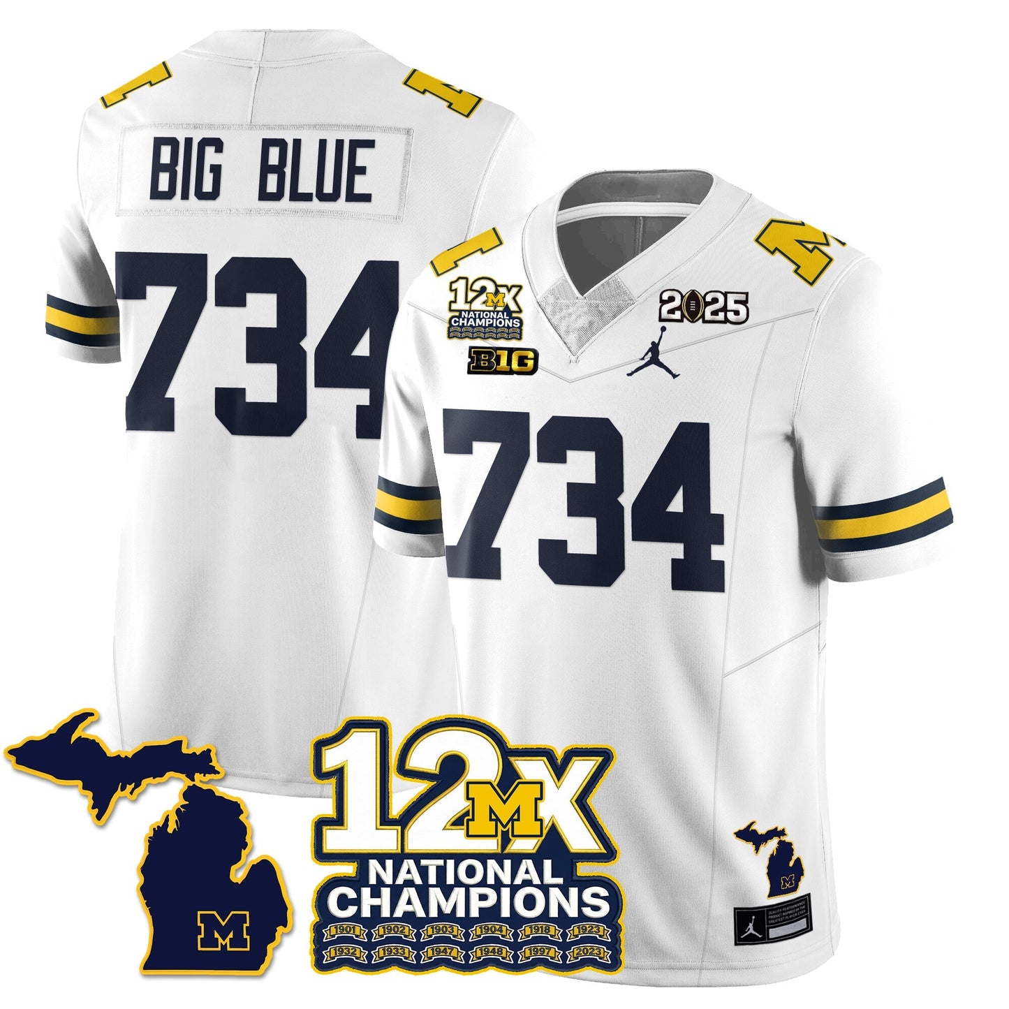 MICH 12x-Time National Champions Vapor Limited Football Jersey - All Stitched