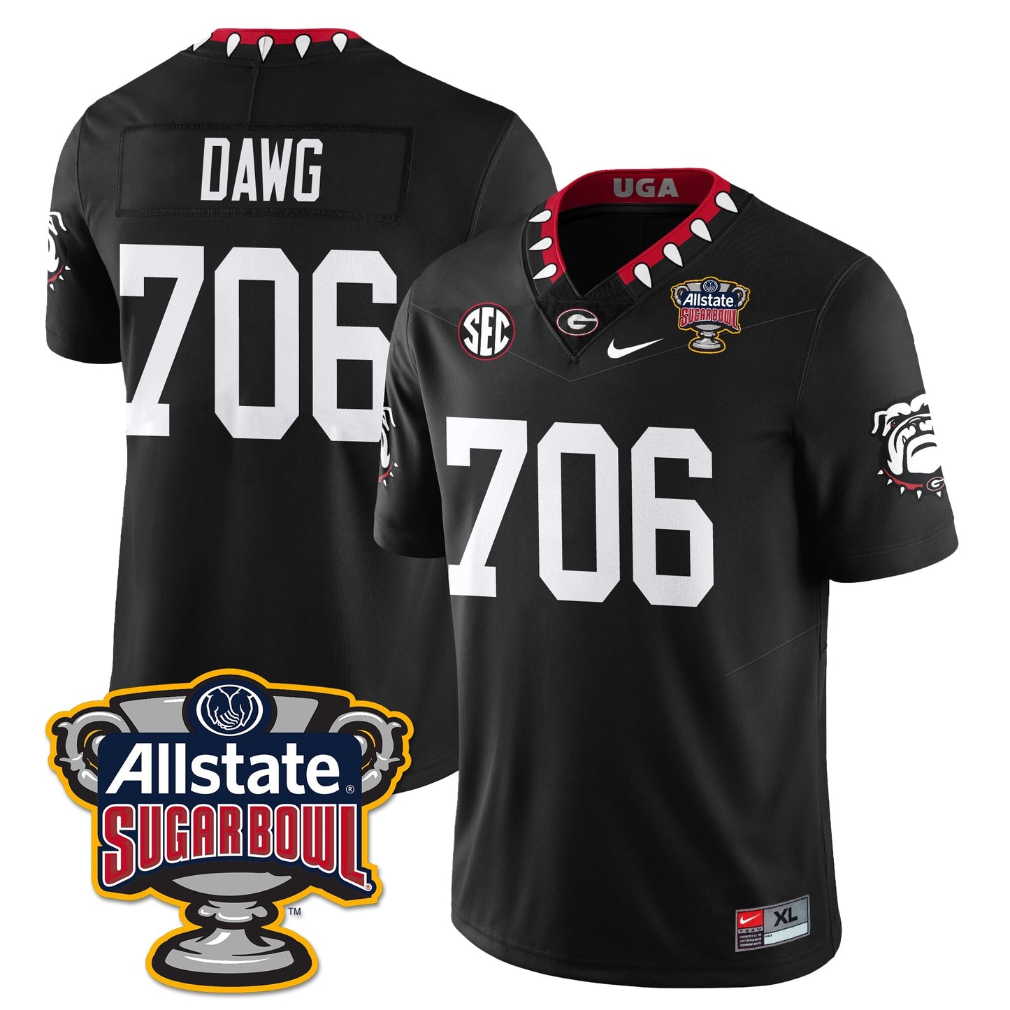 UGA Vapor Limited Football Jersey - Sugar Bowl - All Stitched
