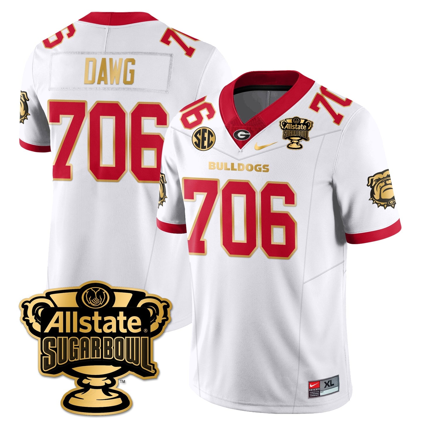 UGA Vapor Limited Football Jersey - Sugar Bowl - All Stitched