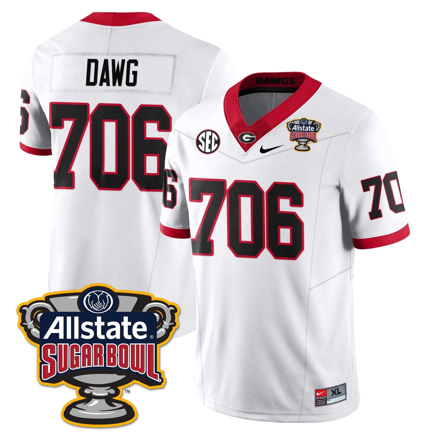 UGA Vapor Limited Football Jersey - Sugar Bowl - All Stitched