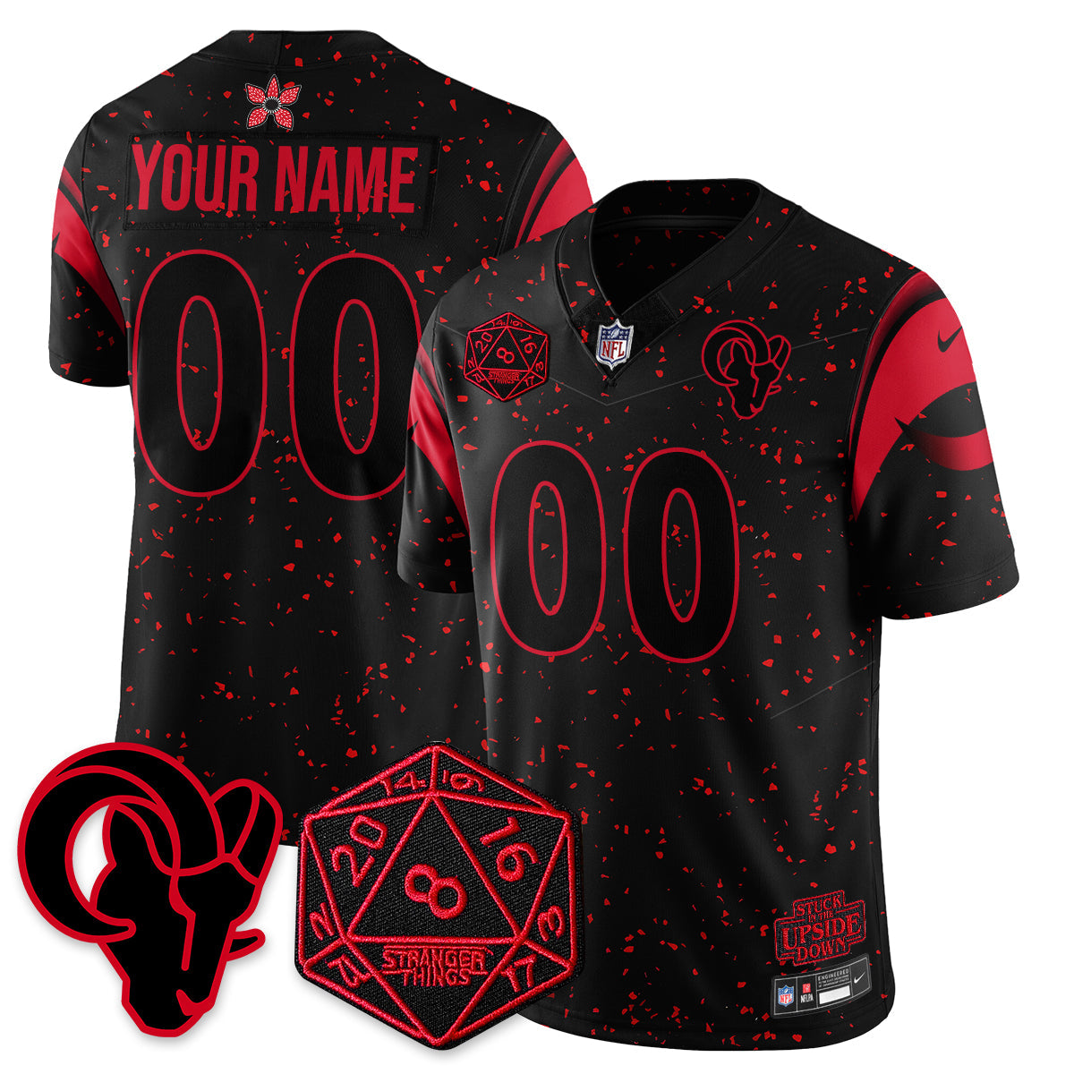 Custom Los Angeles Rams Stranger Things Vapor Limited Jersey - All Stitched