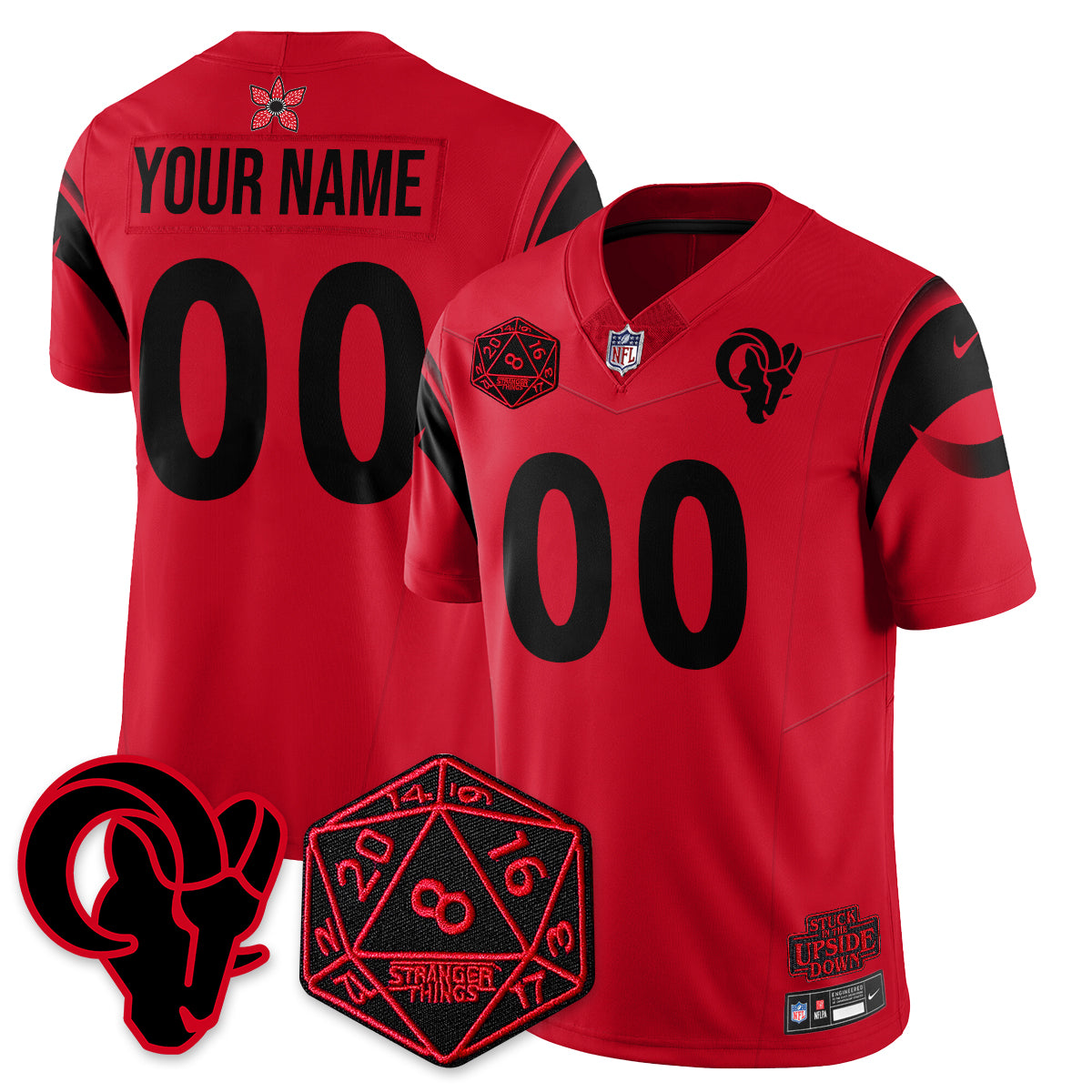 Los Angeles Rams Stranger Things Vapor Limited Custom Jersey V2 - All Stitched