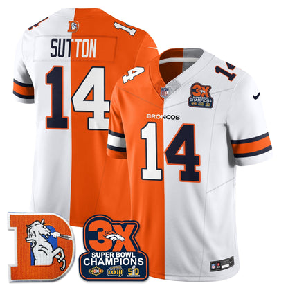 DEN 3-Time Champions Patch Throwback Vapor Limited Split Jersey - All Stitched