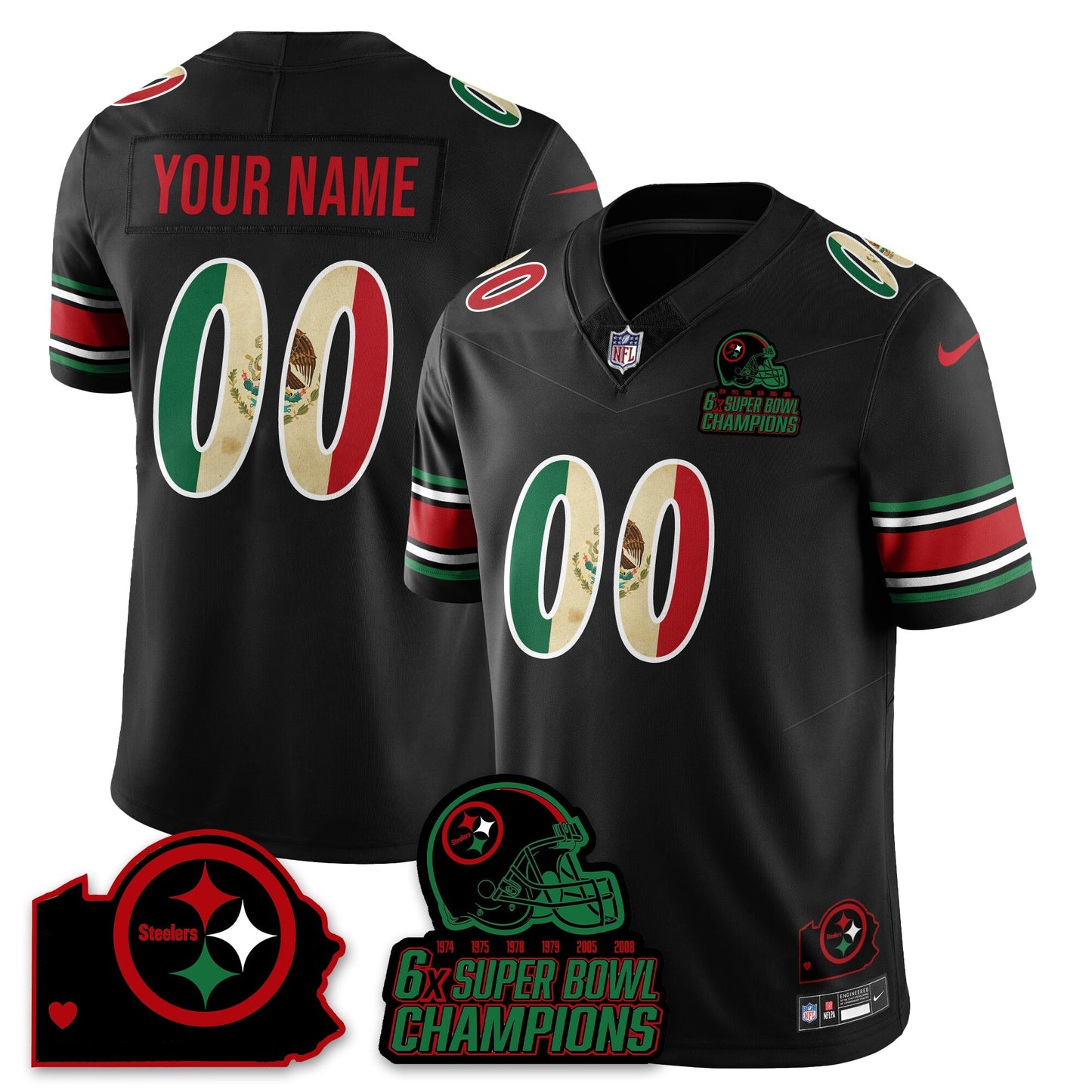 PIT 6-Time Champions Mexico Vapor Limited Custom Jersey - All Stitched