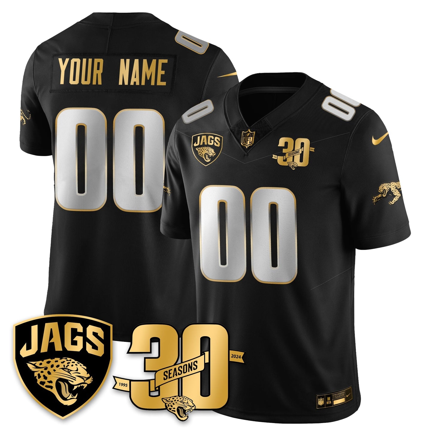 Custom DET 30th Season Patch Throwback Gold Vapor Limited Jersey - All Stitched