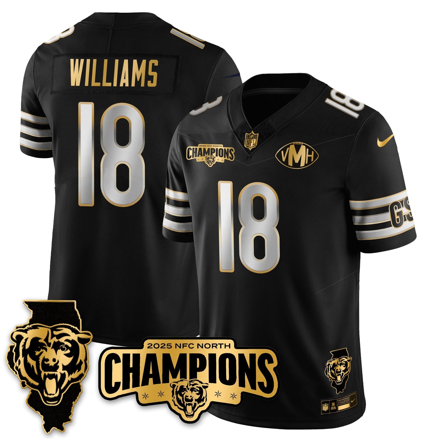 CHI NFC North Division Champions Vapor Limited Gold Jersey - All Stitched