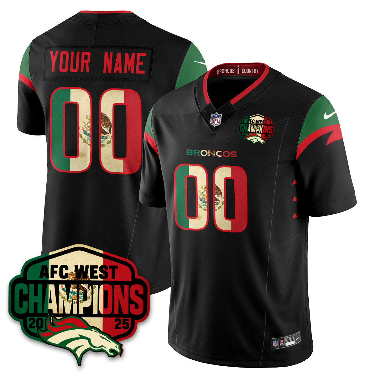 Custom DEN Mexico AFC West Division Champions Vapor Limited Jersey - All Stitched