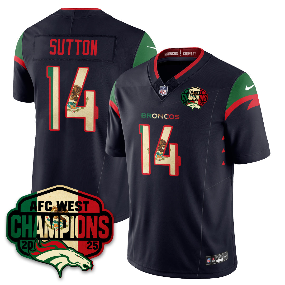 DEN Mexico AFC West Division Champions Vapor Limited Jersey - All Stitched