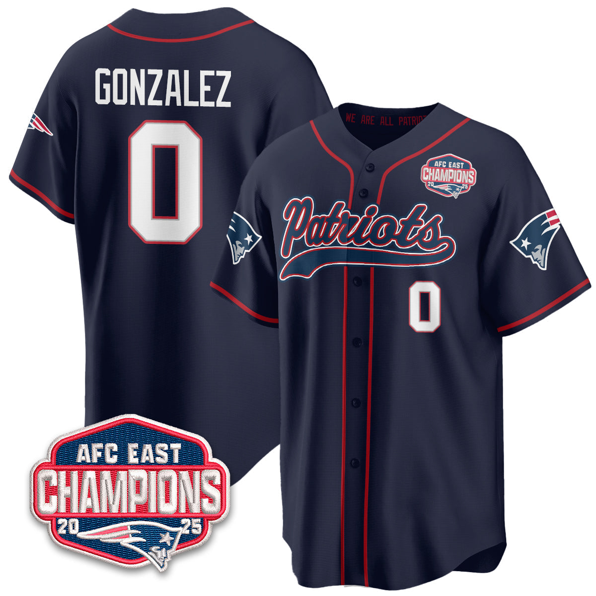 NE AFC East Division Champions Vapor Limited Baseball Jersey - All Stitched