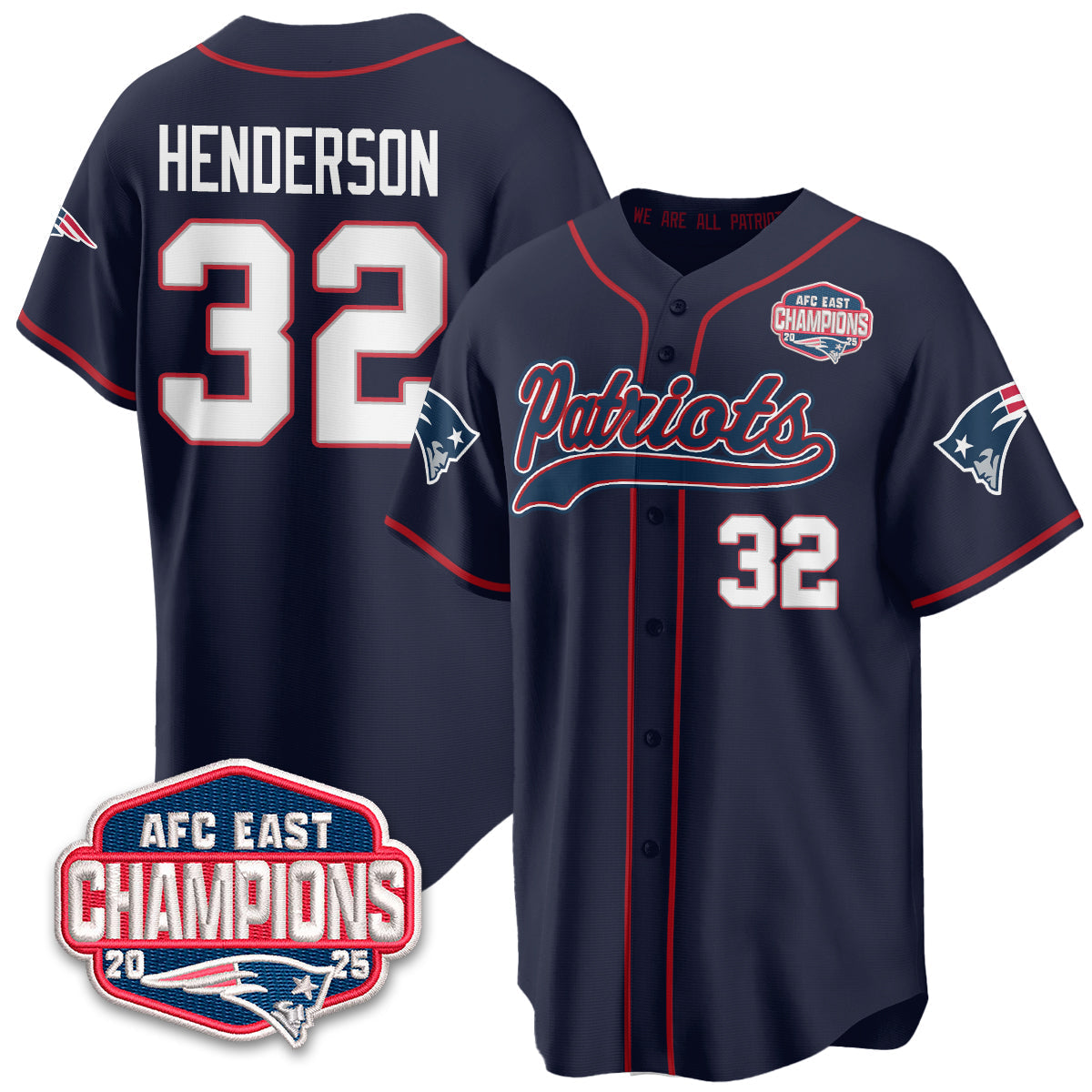 NE AFC East Division Champions Vapor Limited Baseball Jersey - All Stitched