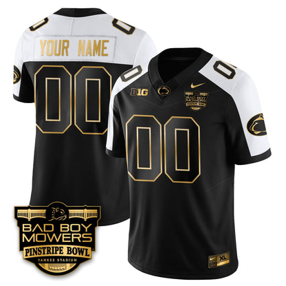 PSU Football Pinstripe Bowl Gold Custom Jersey - All Stitched