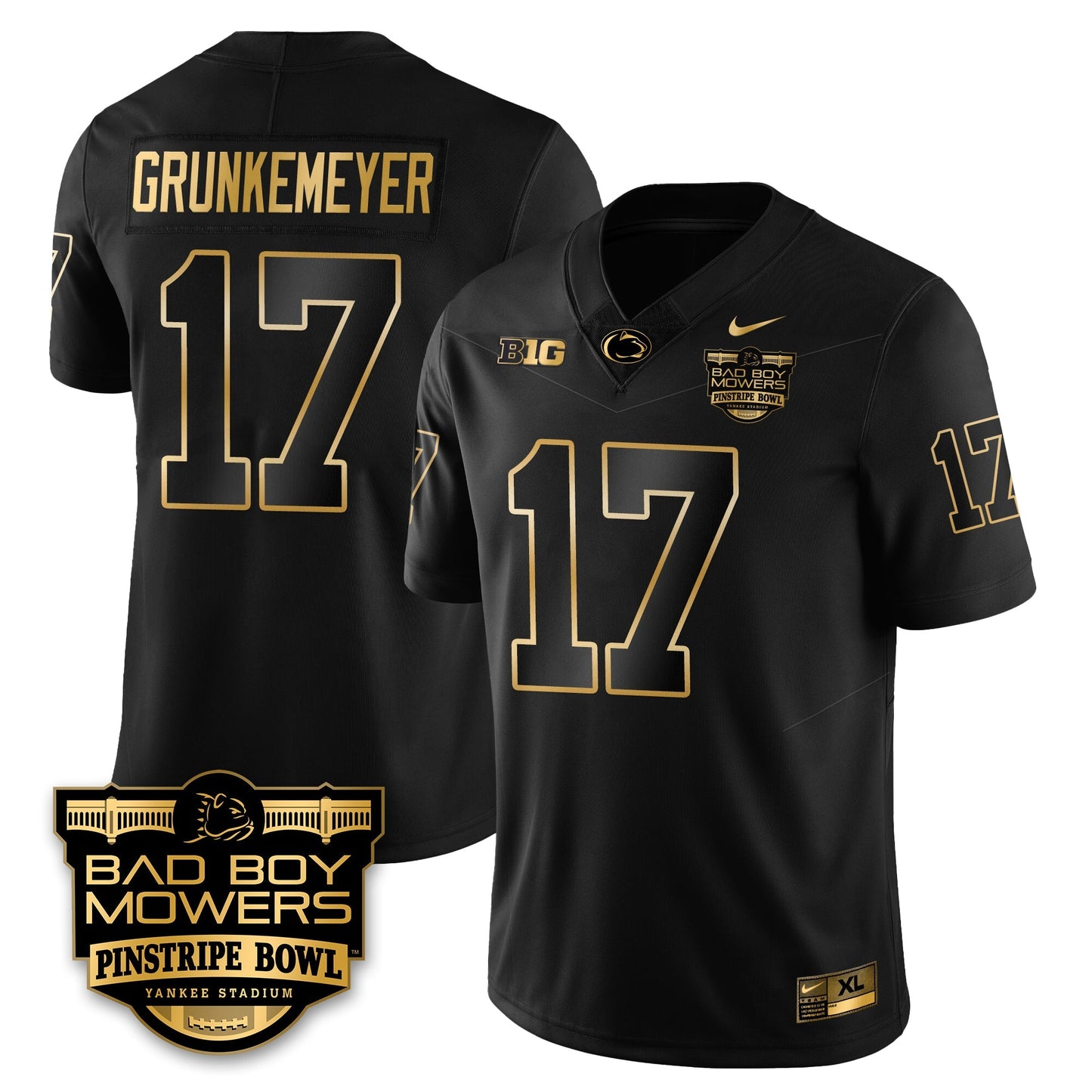PSU Football Pinstripe Bowl Gold Jersey - All Stitched