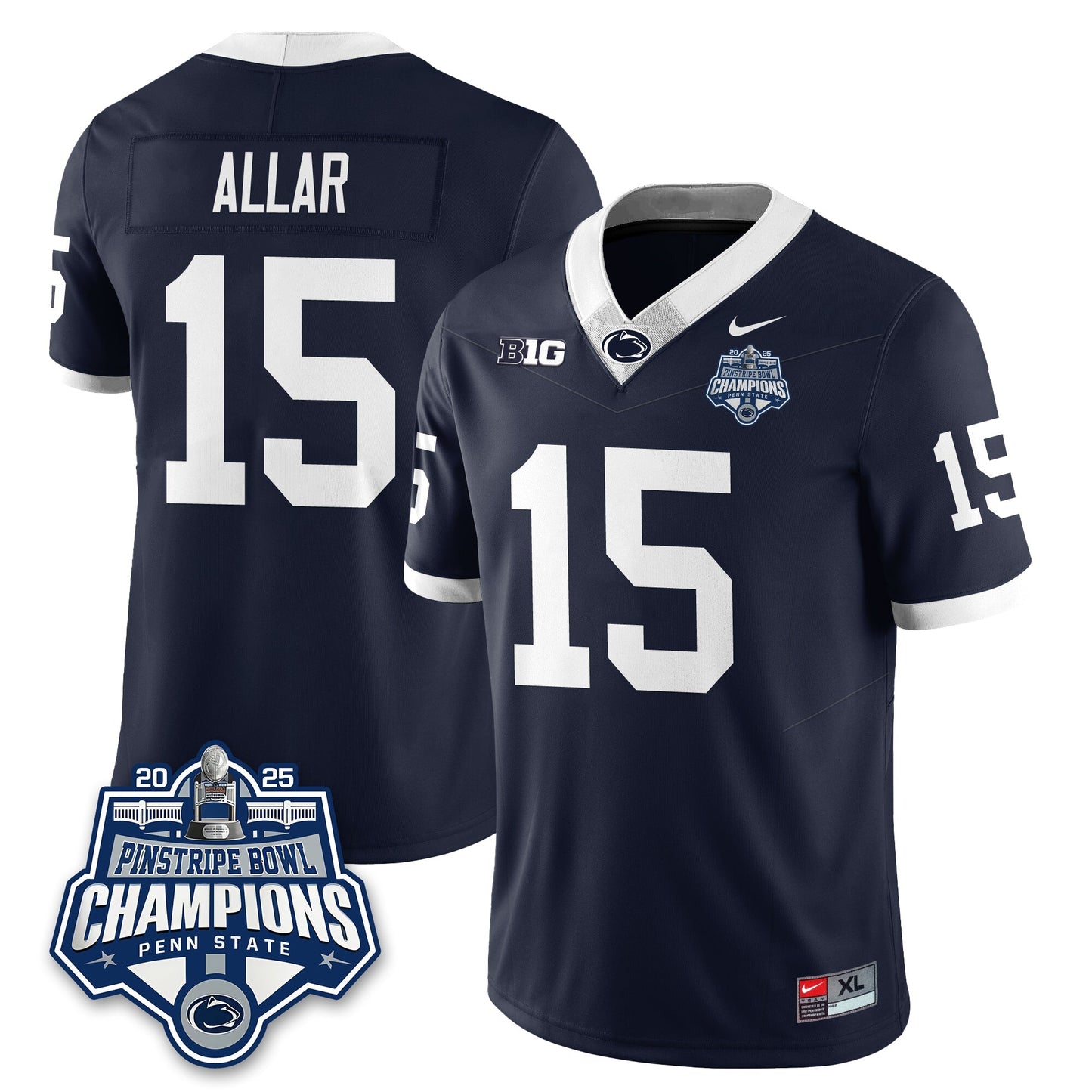 PSU Football 2025 Pinstripe Bowl Champions Jersey - All Stitched