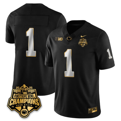 PSU Football 2025 Pinstripe Bowl Champions Gold Jersey - All Stitched