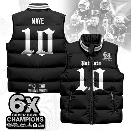 NE 6-Time Champions Gothic Unisex Puffer Vest-NQD