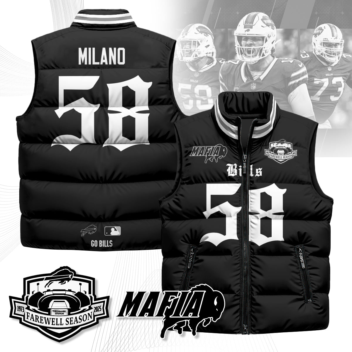 BUF Gothic Farewell Highmark Unisex Puffer Vest-NQD