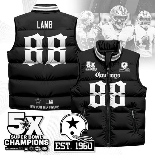 DAL Gothic 5-Time Champions Unisex Puffer Vest-NQD