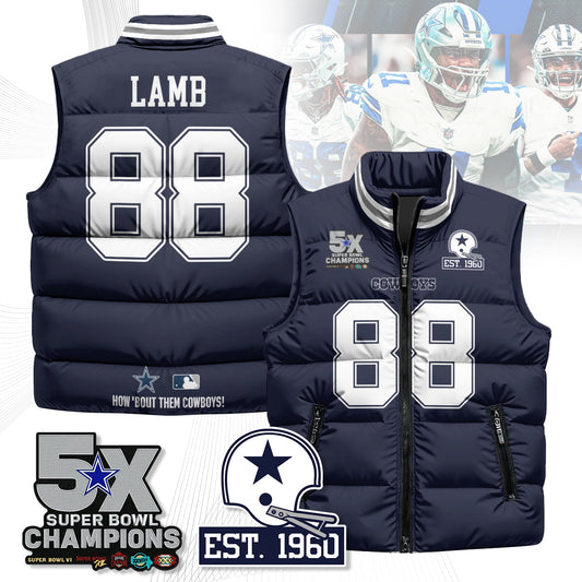 DAL 5-Time Champions Unisex Puffer Vest-NQD