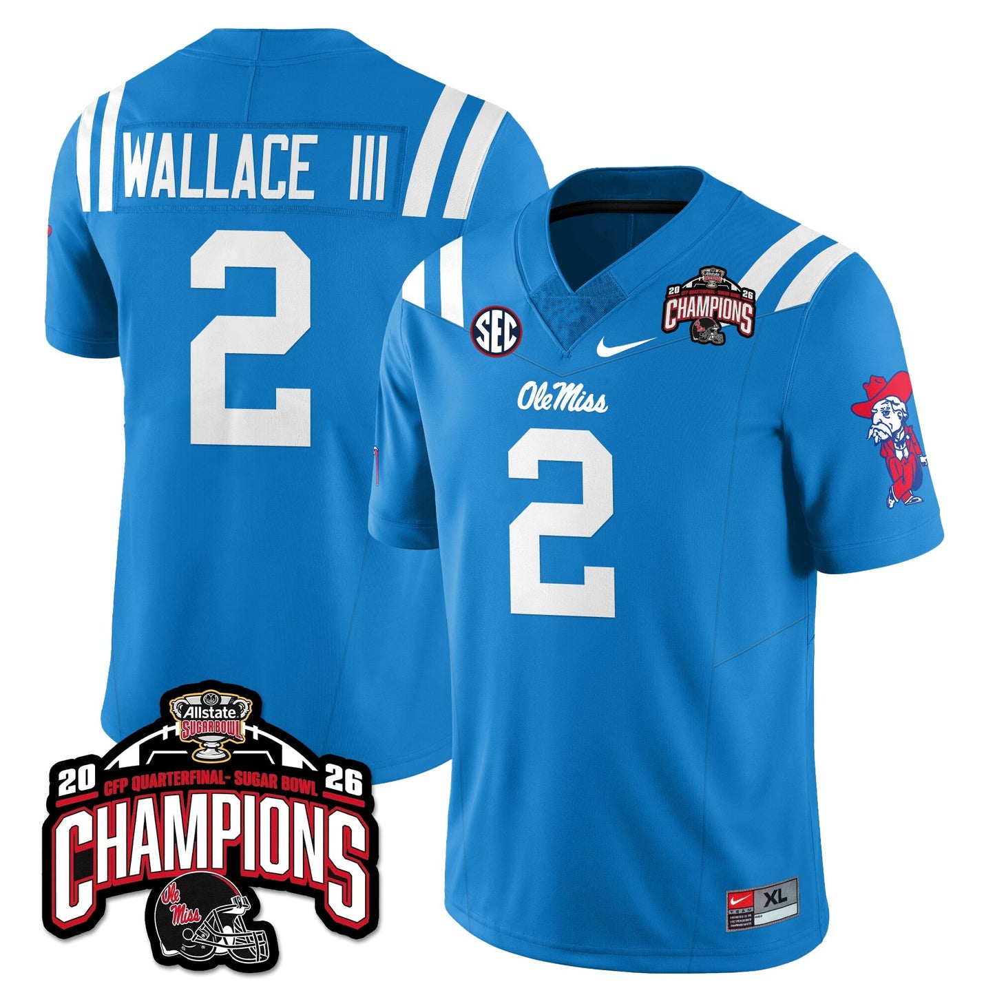 Ole Miss Football Vapor Limited Jersey - Allstate Sugar Bowl Champions - All Stitched