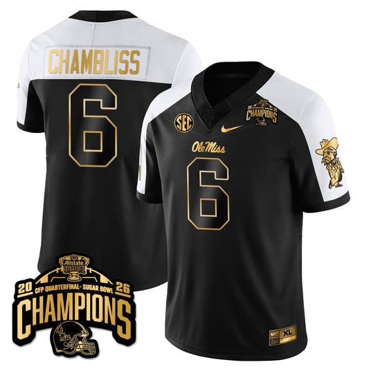 Ole Miss Football Vapor Limited Gold Jersey - Allstate Sugar Bowl Champions - All Stitched
