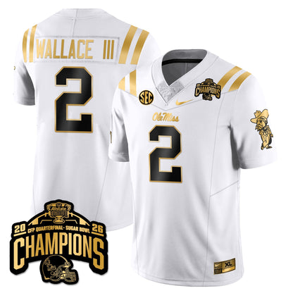Ole Miss Football Vapor Limited Gold Jersey - Allstate Sugar Bowl Champions - All Stitched