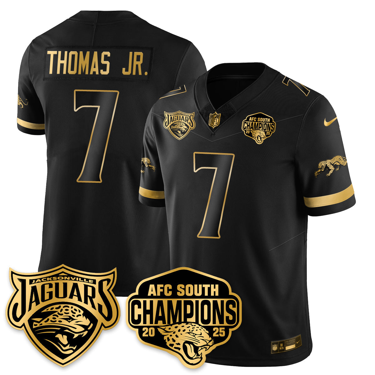 DET AFC South Division Champions Vapor Limited Gold Jersey - All Stitched