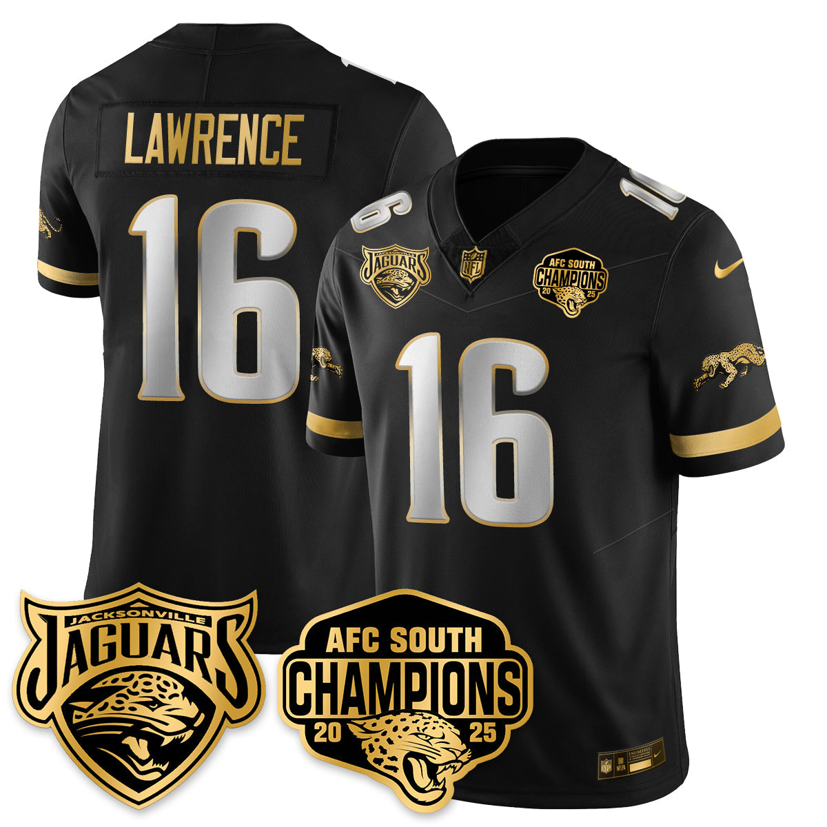 DET AFC South Division Champions Vapor Limited Gold Jersey - All Stitched