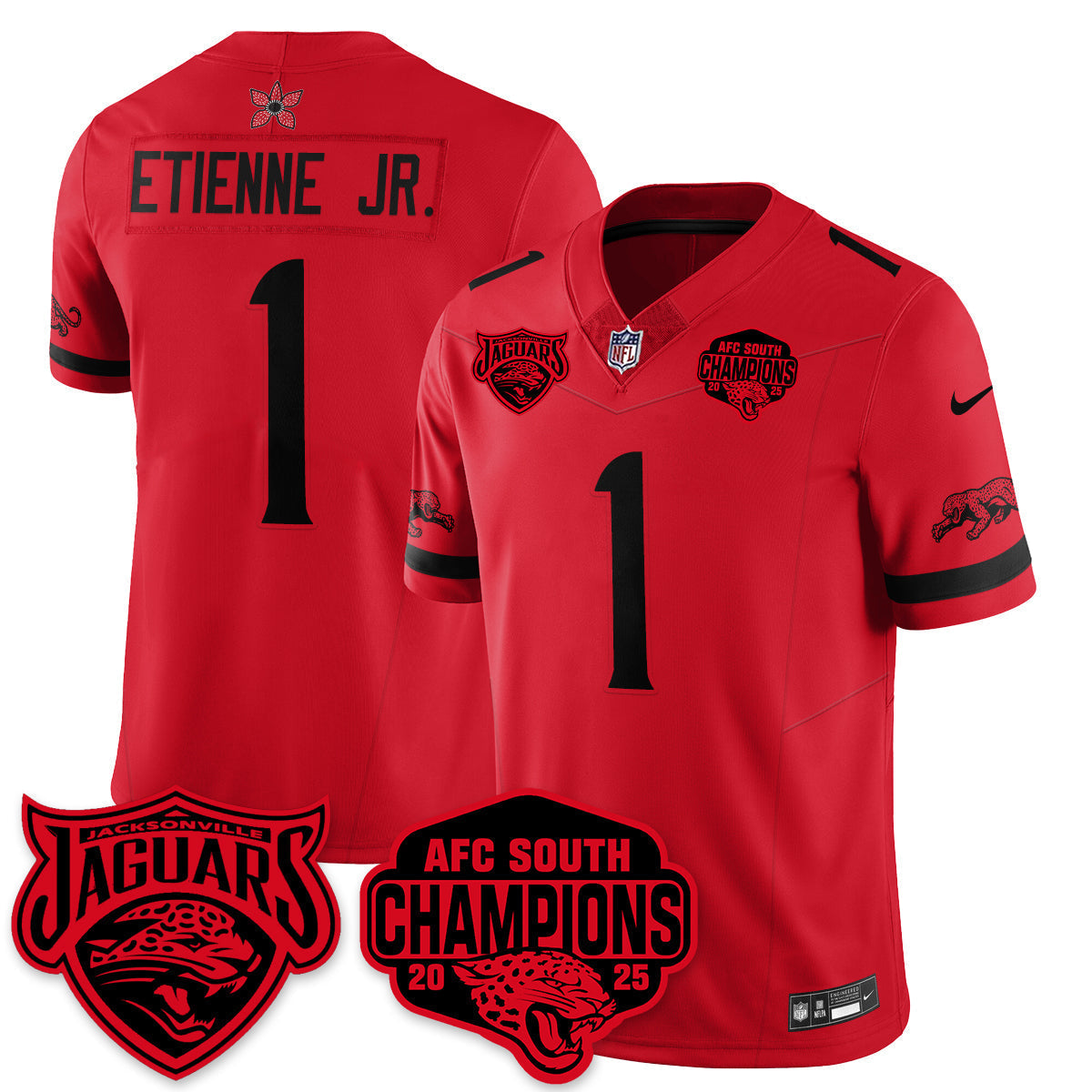 DET Stranger Things AFC South Division Champions Vapor Limited Throwback Jersey - All Stitched