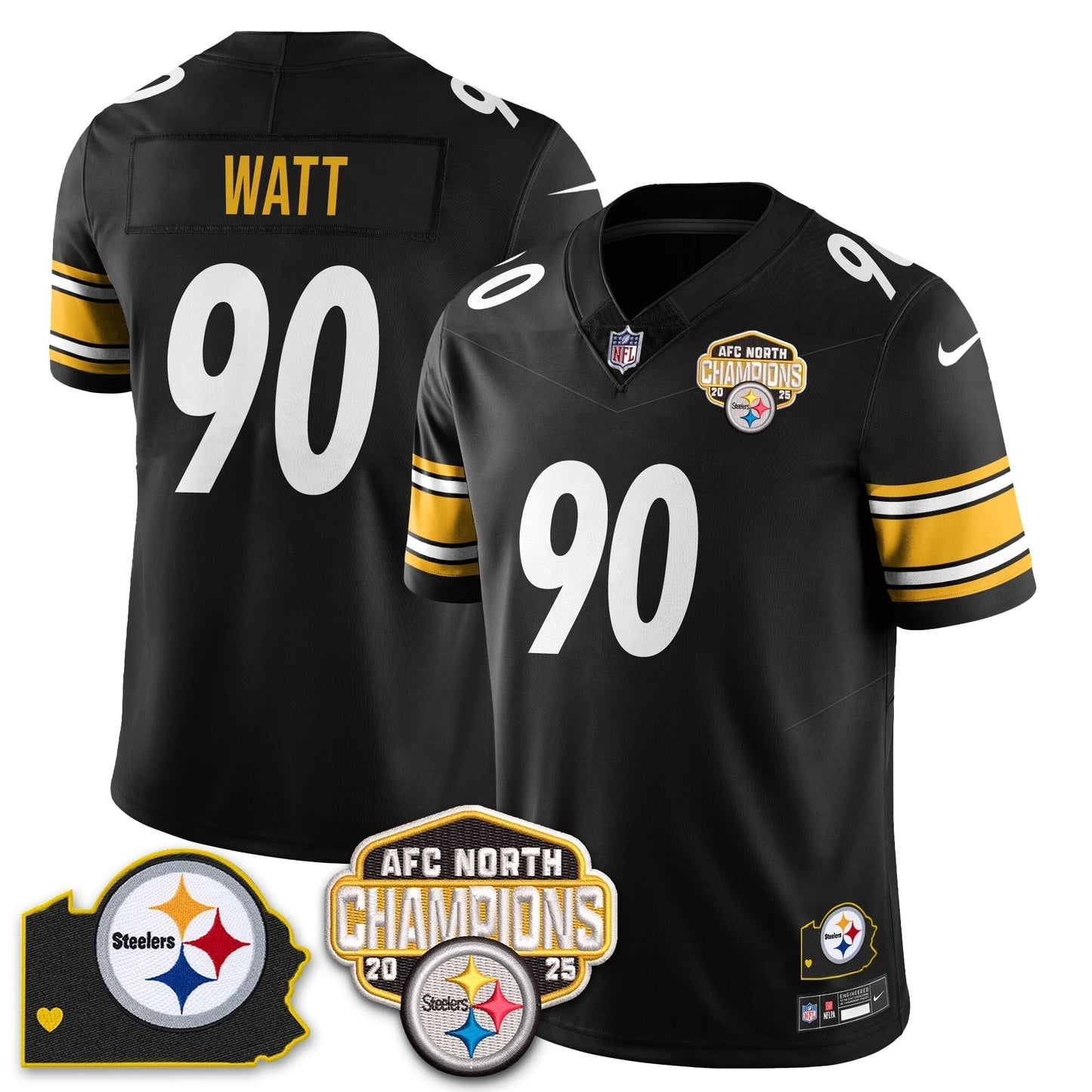 PIT AFC North Division Champions Vapor Limited Gold Jersey N2 - All Stitched