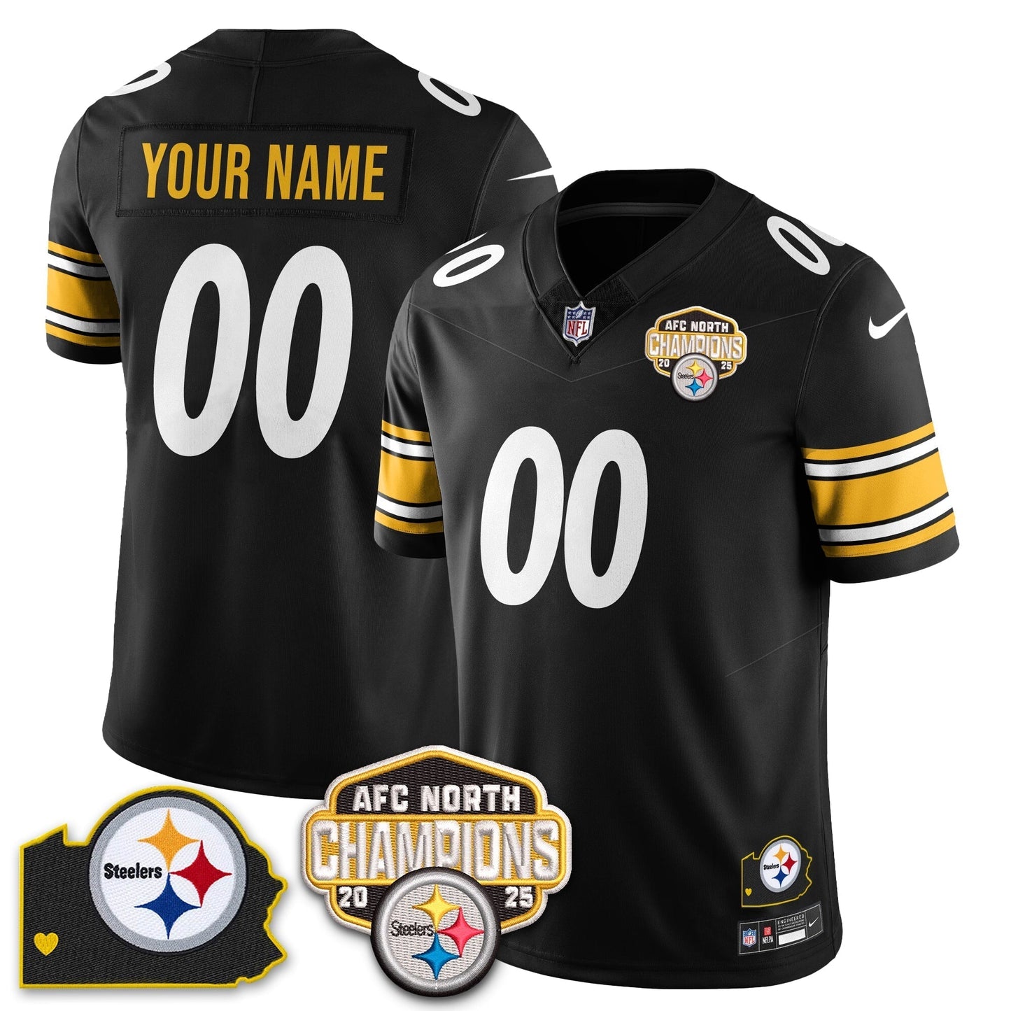 Custom PIT AFC North Division Champions Vapor Limited Gold Jersey N2 - All Stitched