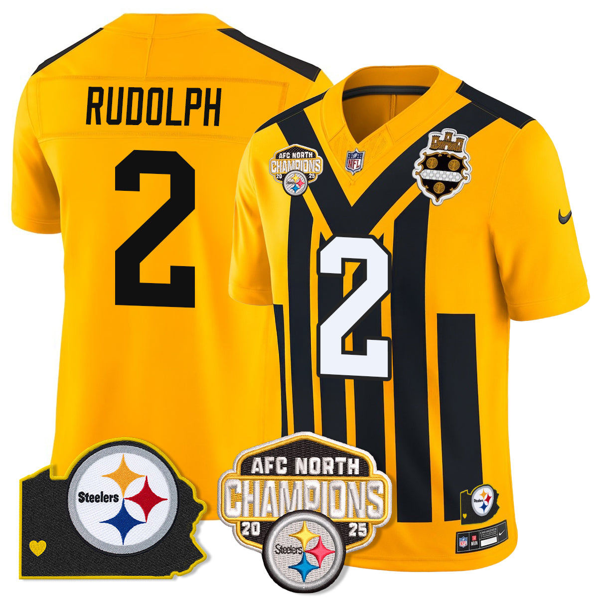PIT AFC North Division Champions Vapor Limited Gold Jersey N2 - All Stitched