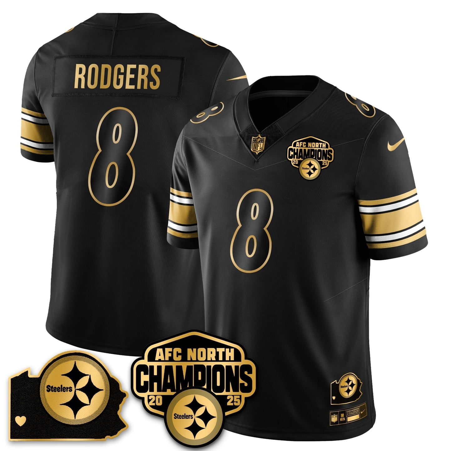 PIT AFC North Division Champions Vapor Limited Jersey N1 - All Stitched