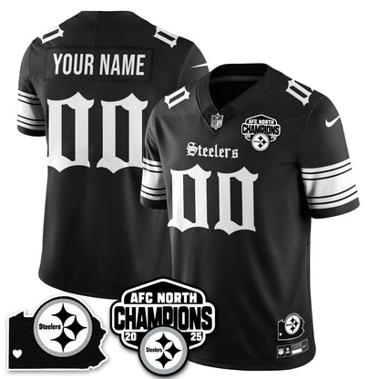PIT Gothic AFC North Division Champions Vapor Limited Custom Jersey - All Stitched