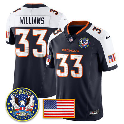 Denver Broncos "United States 250th Anniversary Patch" Vapor Limited Jersey - All Stitched