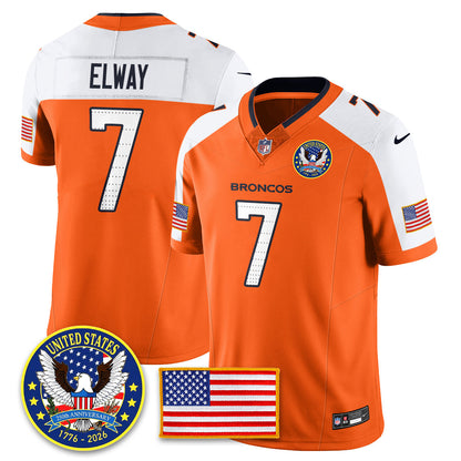 Denver Broncos "United States 250th Anniversary Patch" Vapor Limited Jersey - All Stitched